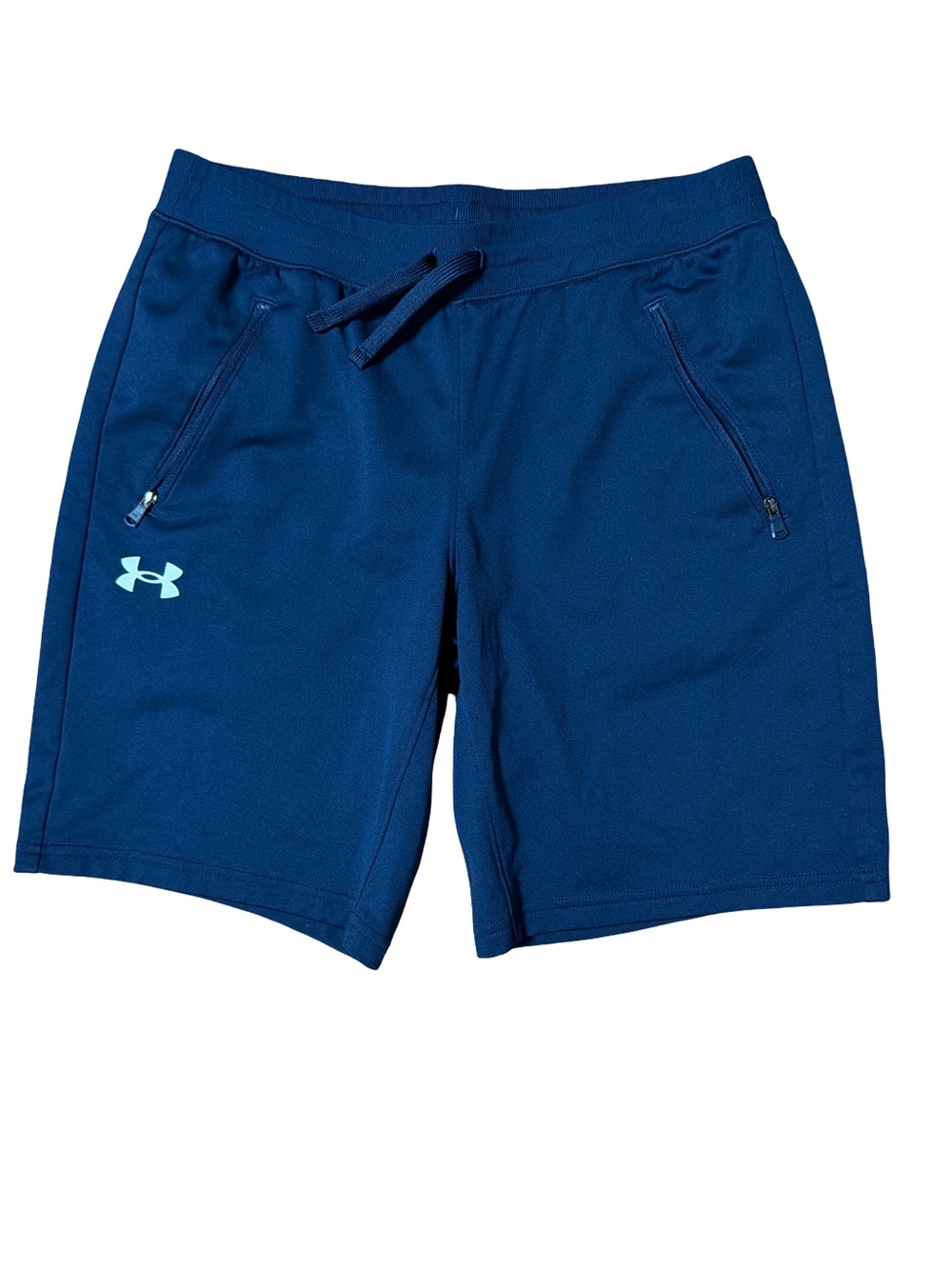 Under Armour Navy Athletic Shorts Unisex Small Zip Pockets